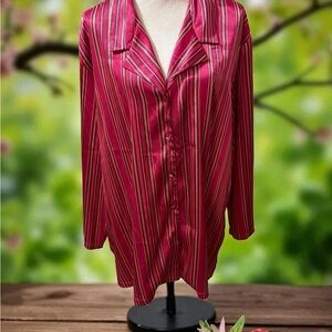 Cacique Fuchsia and White Striped Pajama Top
